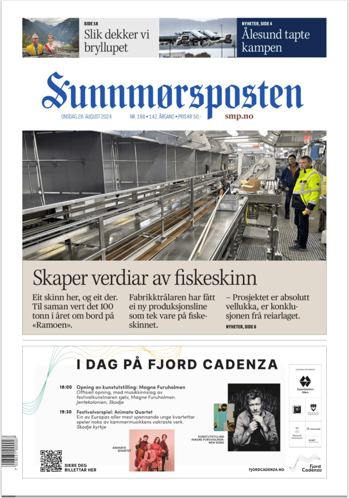 Fish skin in local Newspaper Sunnmørsposten aug. 2024.